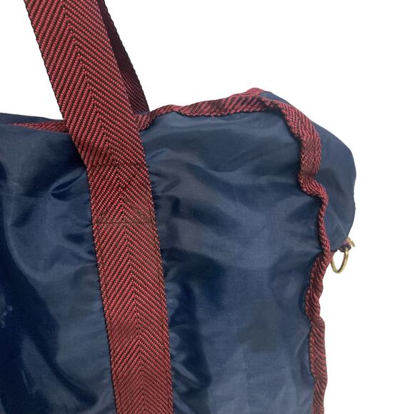 Vintage Hollywood Park Blue Burgundy Light Duffle Bag - Picture 4 of 8